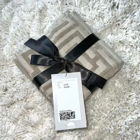 H&M Home 3-Pack Washcloths Organic Cotton Jacquard-Weave Taupe Size 12x12” NWT - Picture 3 of 9